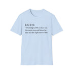 Faith T-Shirt — "Trusting GOD to show you the next step" Inspirational Christian Tee (Black lettering)