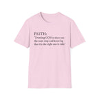Faith T-Shirt — "Trusting GOD to show you the next step" Inspirational Christian Tee (Black lettering)
