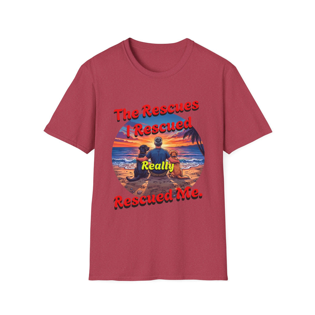 Rescue Dogs Beach Sunset T-Shirt — "My Rescues Rescued Me"