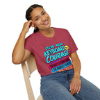 “Social Media Keyboard Courage” Graphic Tee (Be Kind Message) - T-Shirt    (AI Generated Human Mock-Ups)