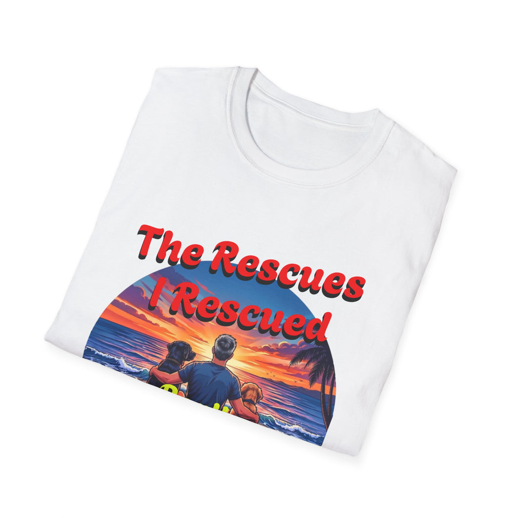 Rescue Dogs Beach Sunset T-Shirt — "My Rescues Rescued Me"