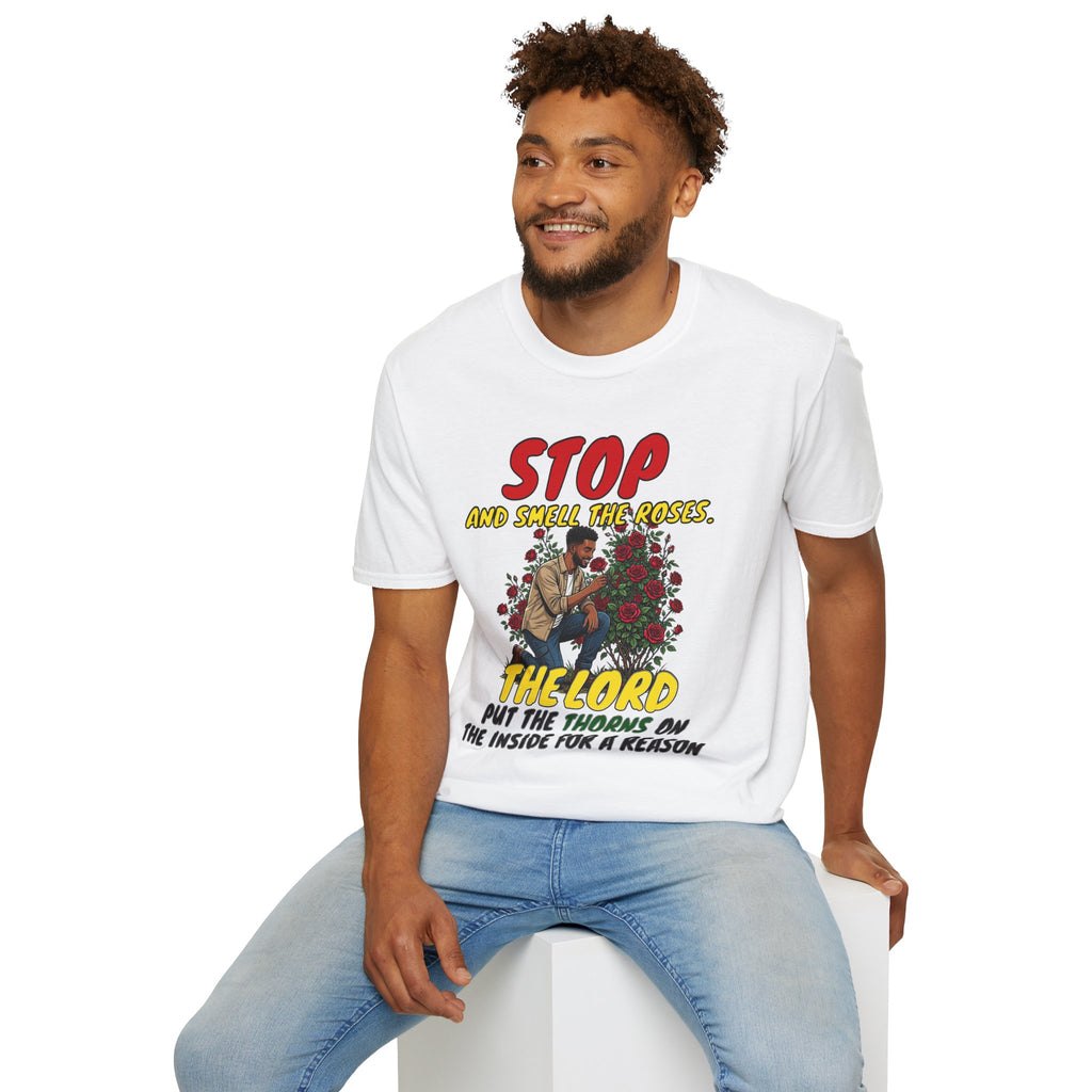 "Stop and Smell the Roses" - Faith Based Christian Inspirational Tee - Boys / Men 1A