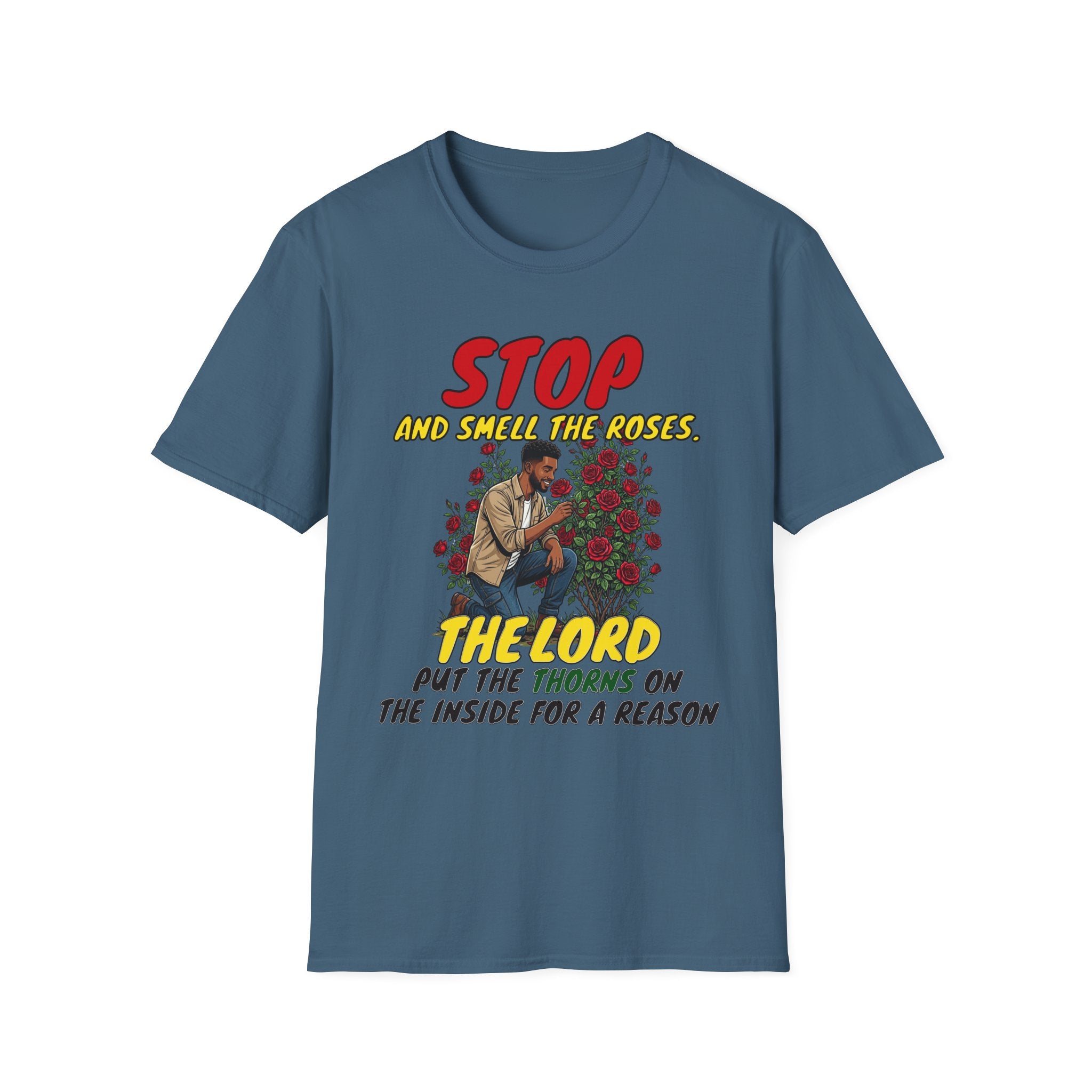 "Stop and Smell the Roses" - Faith Based Christian Inspirational Tee - Boys / Men 1A