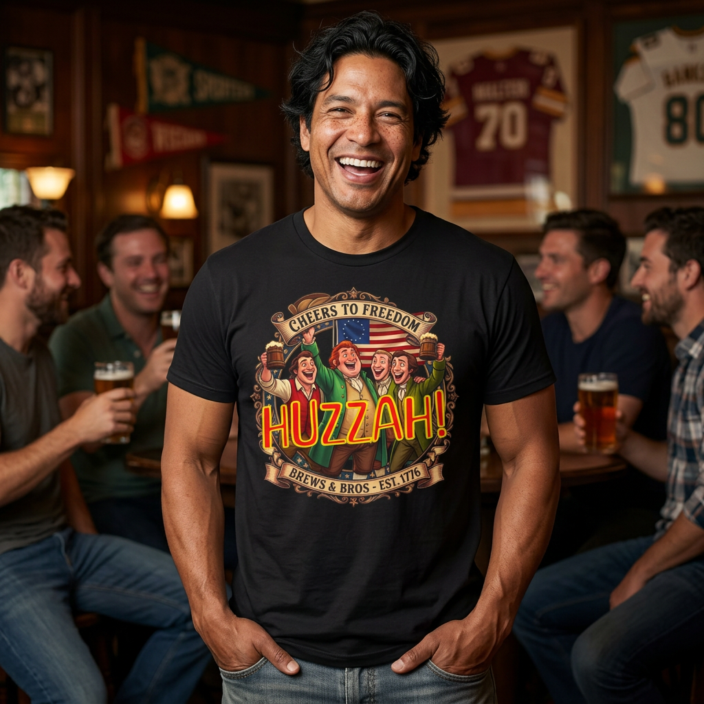 Huzzah! Cheers to Freedom Patriotic / Brews & Bros & Fun T-Shirt!