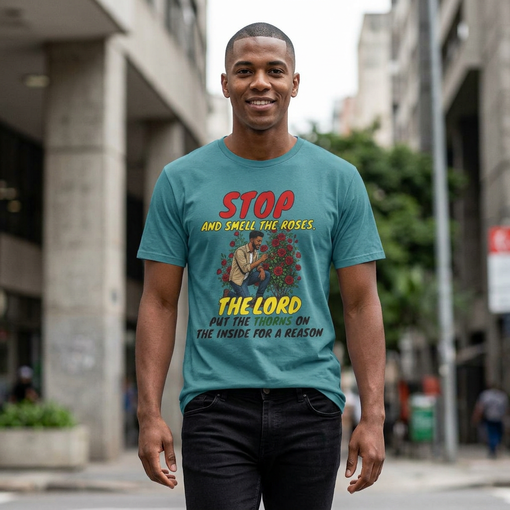 "Stop and Smell the Roses" - Faith Based Christian Inspirational Tee - Boys / Men 1A