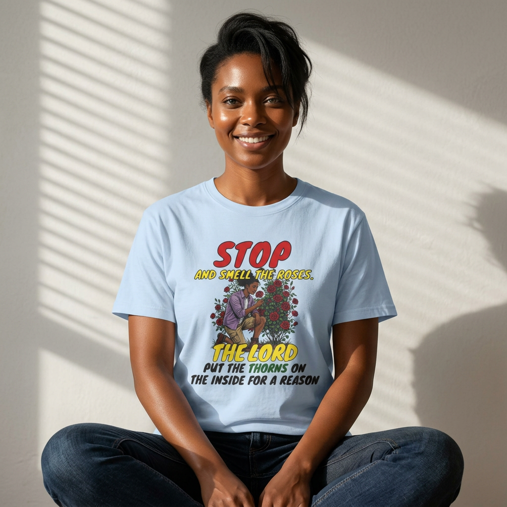 "Stop and Smell the Roses" - Faith Based Christian Inspirational Tee - Girls / Women 4A