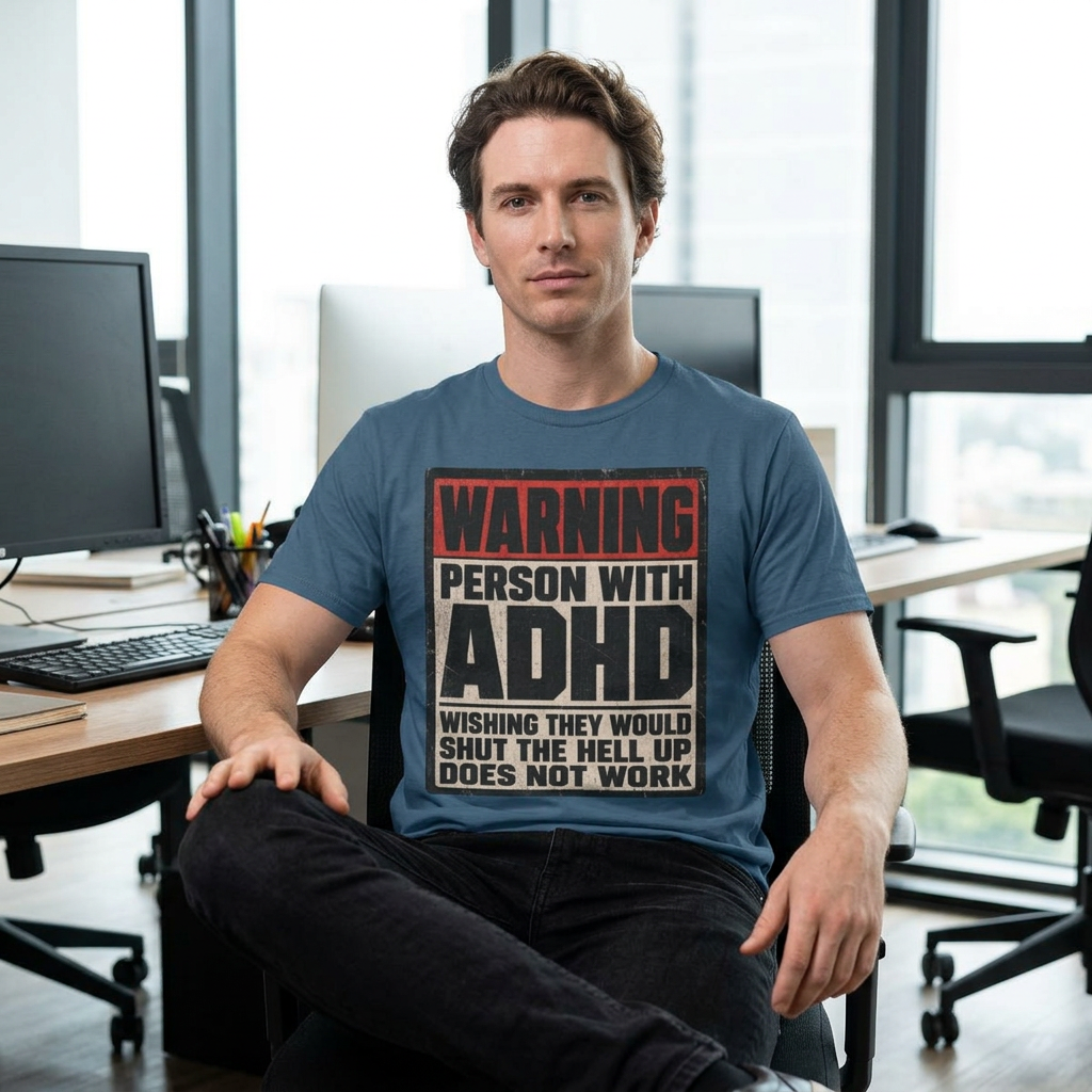 "WARNING! Person With ADHD" Funny and Clever T