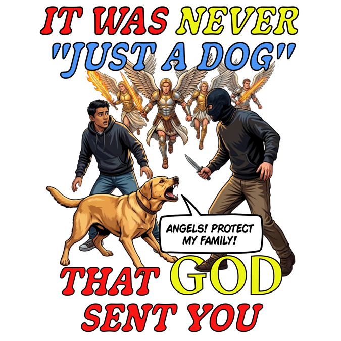 Dog Lovers "It Was Never Just A Dog" Faith Based Dog Lovers T-Shirt. (contains AI generated human mock-ups)