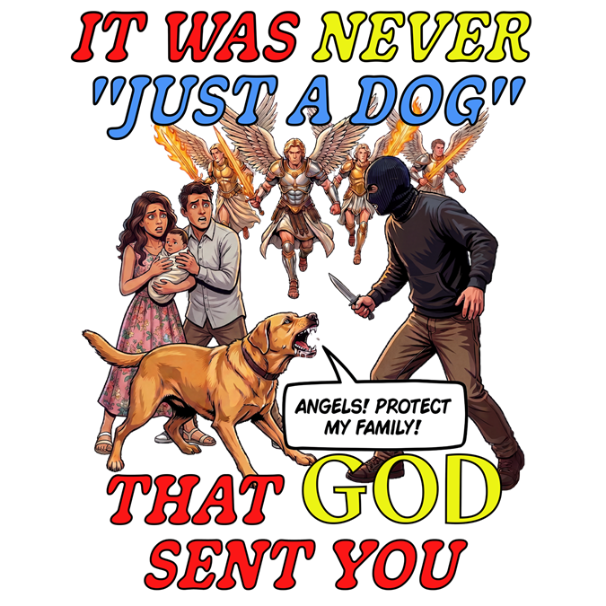 Dog Lovers "It Was Never Just A Dog" Faith Based Dog Lovers T-Shirt. (contains AI generated human mock-ups)