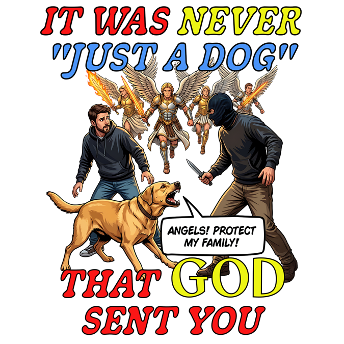 Dog Lovers "It Was Never Just A Dog" Faith Based Dog Lovers T-Shirt. (contains AI generated human mock-ups)