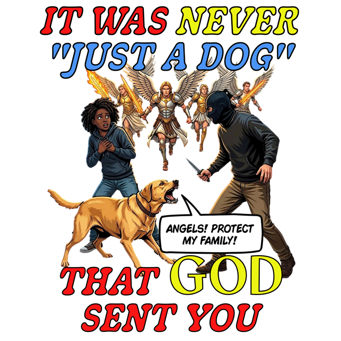 Dog Lovers "It Was Never Just A Dog" Faith Based Dog Lovers T-Shirt. (contains AI generated human mock-ups)