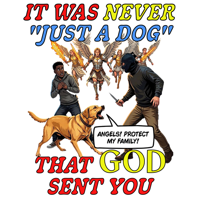 Dog Lovers "It Was Never Just A Dog" Faith Based Dog Lovers T-Shirt. (contains AI generated human mock-ups)