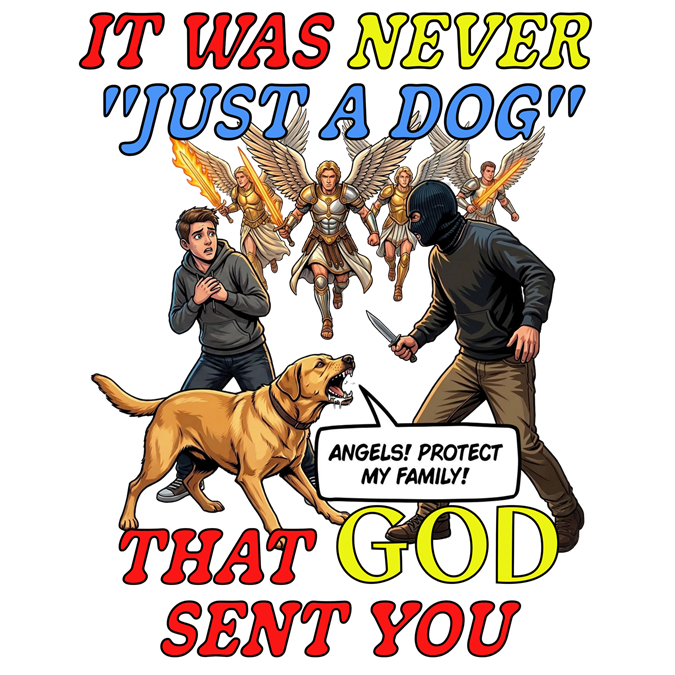Dog Lovers "It Was Never Just A Dog" Faith Based Dog Lovers T-Shirt. (contains AI generated human mock-ups)