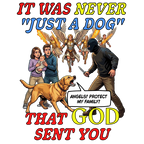 Dog Lovers "It Was Never Just A Dog" Faith Based Dog Lovers T-Shirt. (contains AI generated human mock-ups)