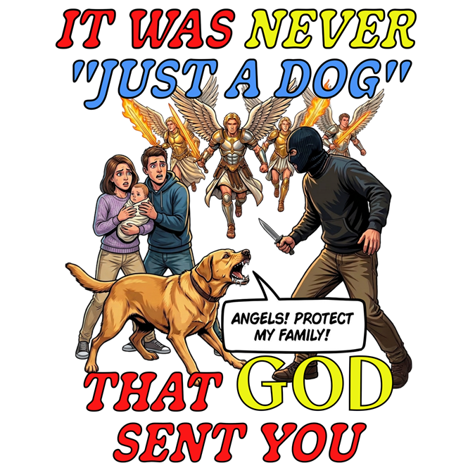 Dog Lovers "It Was Never Just A Dog" Faith Based Dog Lovers T-Shirt. (contains AI generated human mock-ups)
