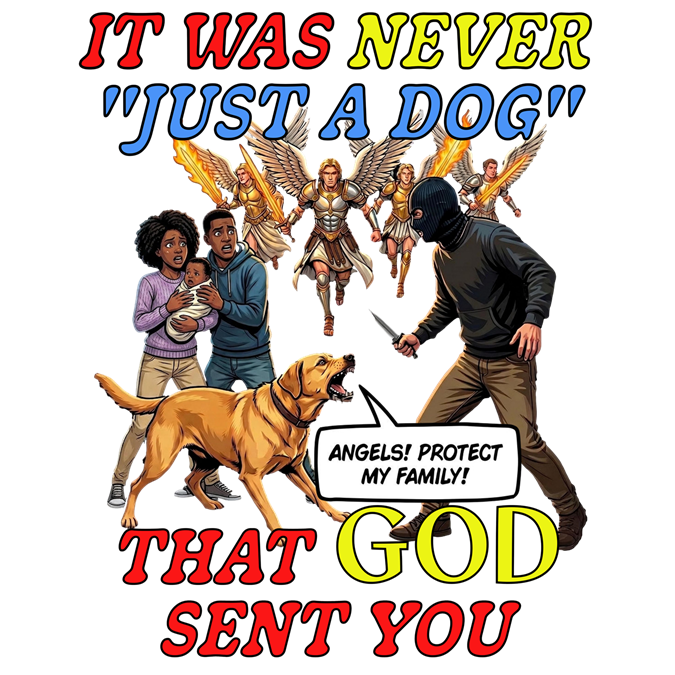 Dog Lovers "It Was Never Just A Dog" Faith Based Dog Lovers T-Shirt. (contains AI generated human mock-ups)