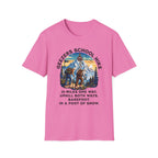 Geezers School Hike Vintage Mountain Graphic ("10 Miles One Way…Barefoot, In A Foot Of Snow") - T-Shirt