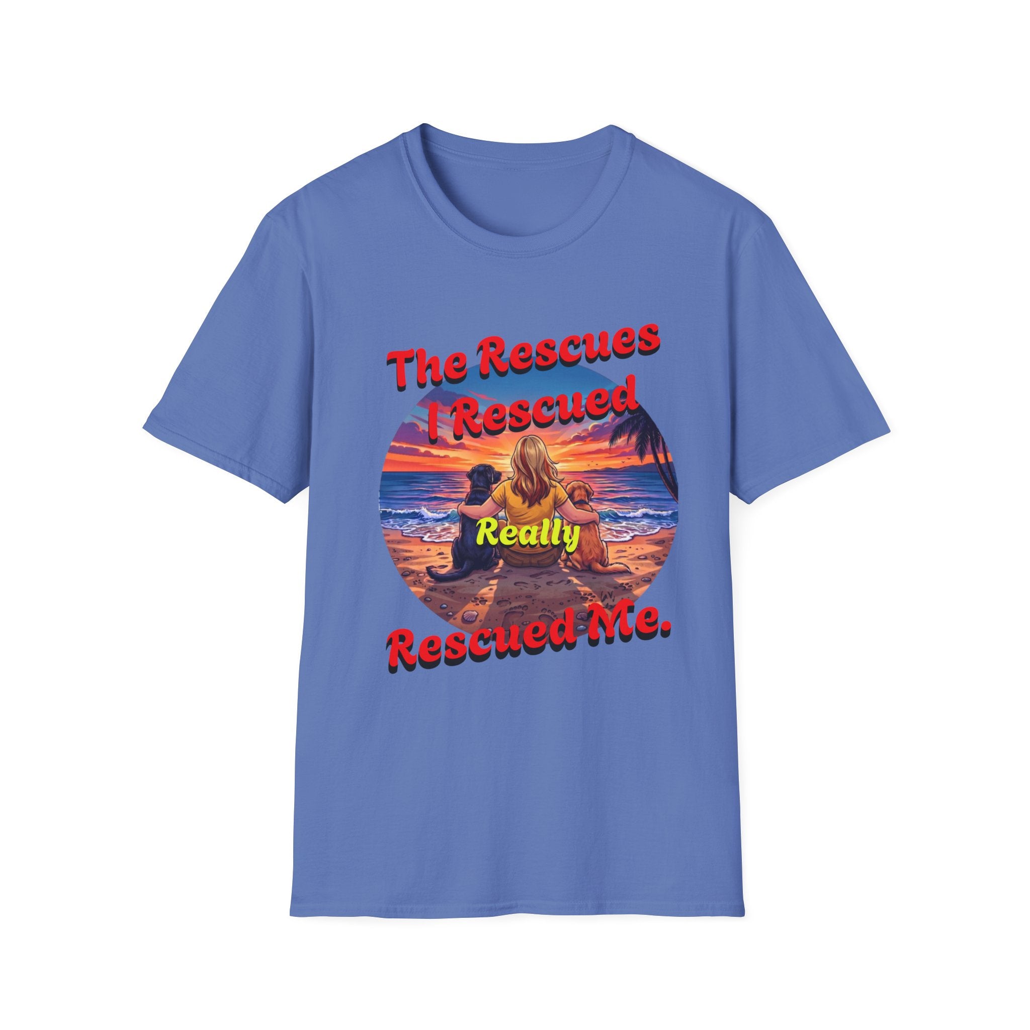 Rescue Dogs Saved Me Tee – "My Rescues Really Rescued Me" Beach Rescue Dog T-Shirt