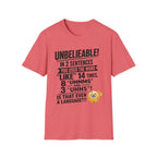 T-Shirt — “Unbelievable! You Used the Word ‘Like’ 14 Times” Funny Conversation Tee - Dark lettering. (AI Generated Human Mock-Ups)