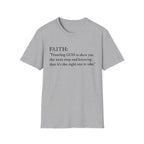 Faith T-Shirt — "Trusting GOD to show you the next step" Inspirational Christian Tee (Black lettering)