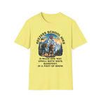 Geezers School Hike Vintage Mountain Graphic ("10 Miles One Way…Barefoot, In A Foot Of Snow") - T-Shirt