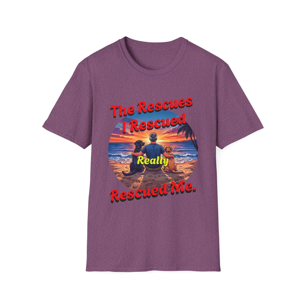 Rescue Dogs Beach Sunset T-Shirt — "My Rescues Rescued Me"