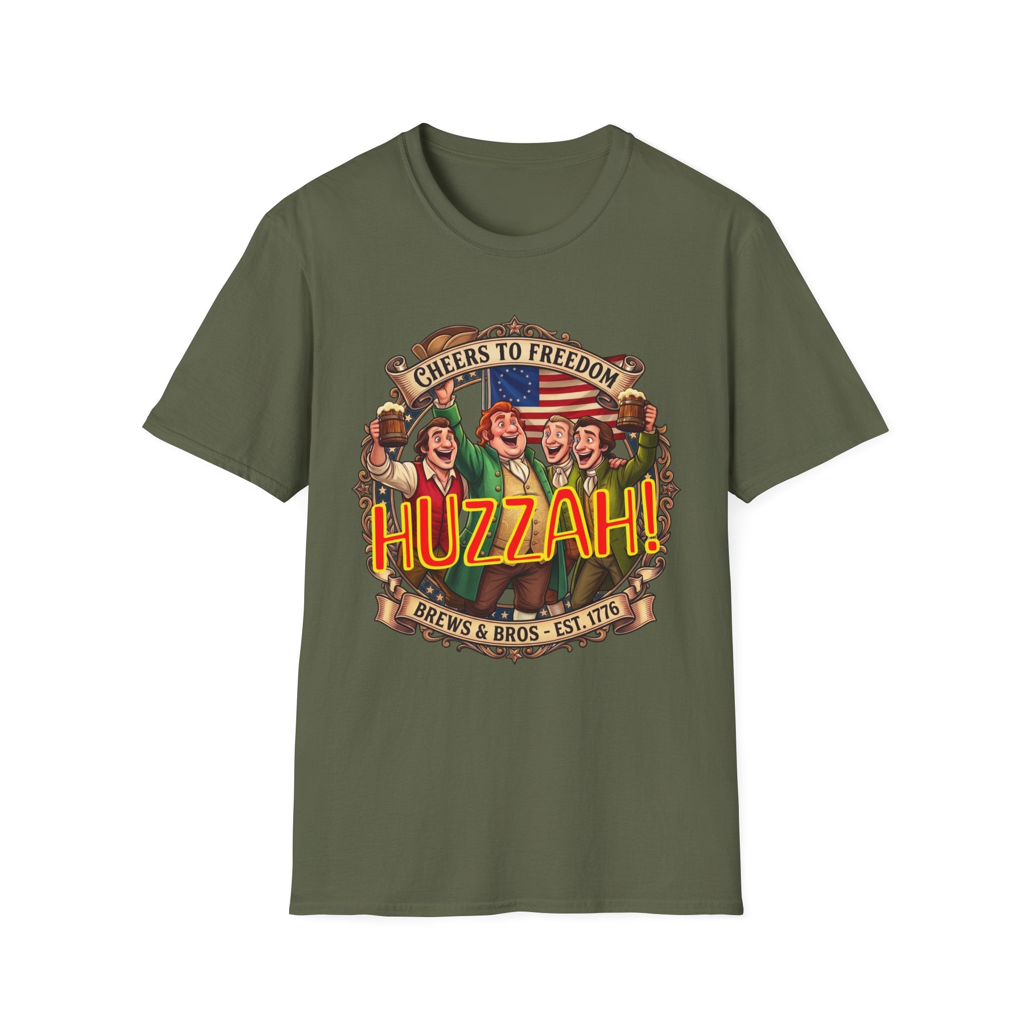 Huzzah! Cheers to Freedom Patriotic / Brews & Bros & Fun T-Shirt!