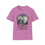 Geezers School Hike Vintage Mountain Graphic ("10 Miles One Way…Barefoot, In A Foot Of Snow") - T-Shirt